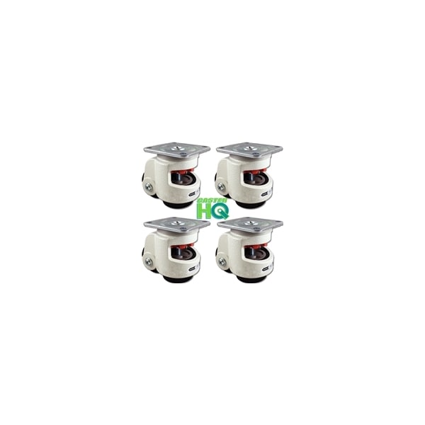 Casterhq TP100F, 2.85" Wheel, Retractable Leveling Machine Casters, 4 Pack TP9310001NYLIPC
